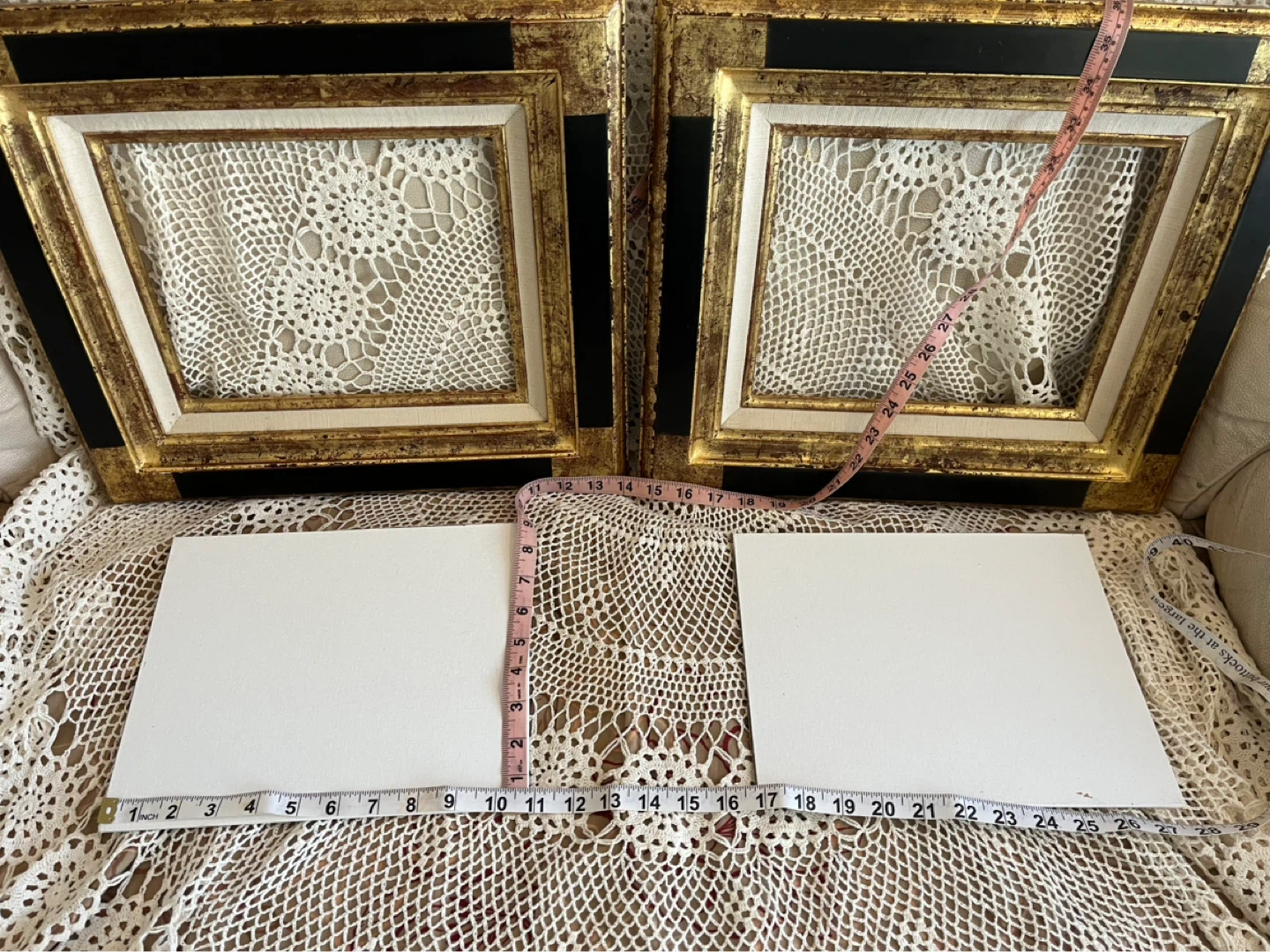 Vintage Solid Wood Painting Frames, Gold and Black, pair - photo 3