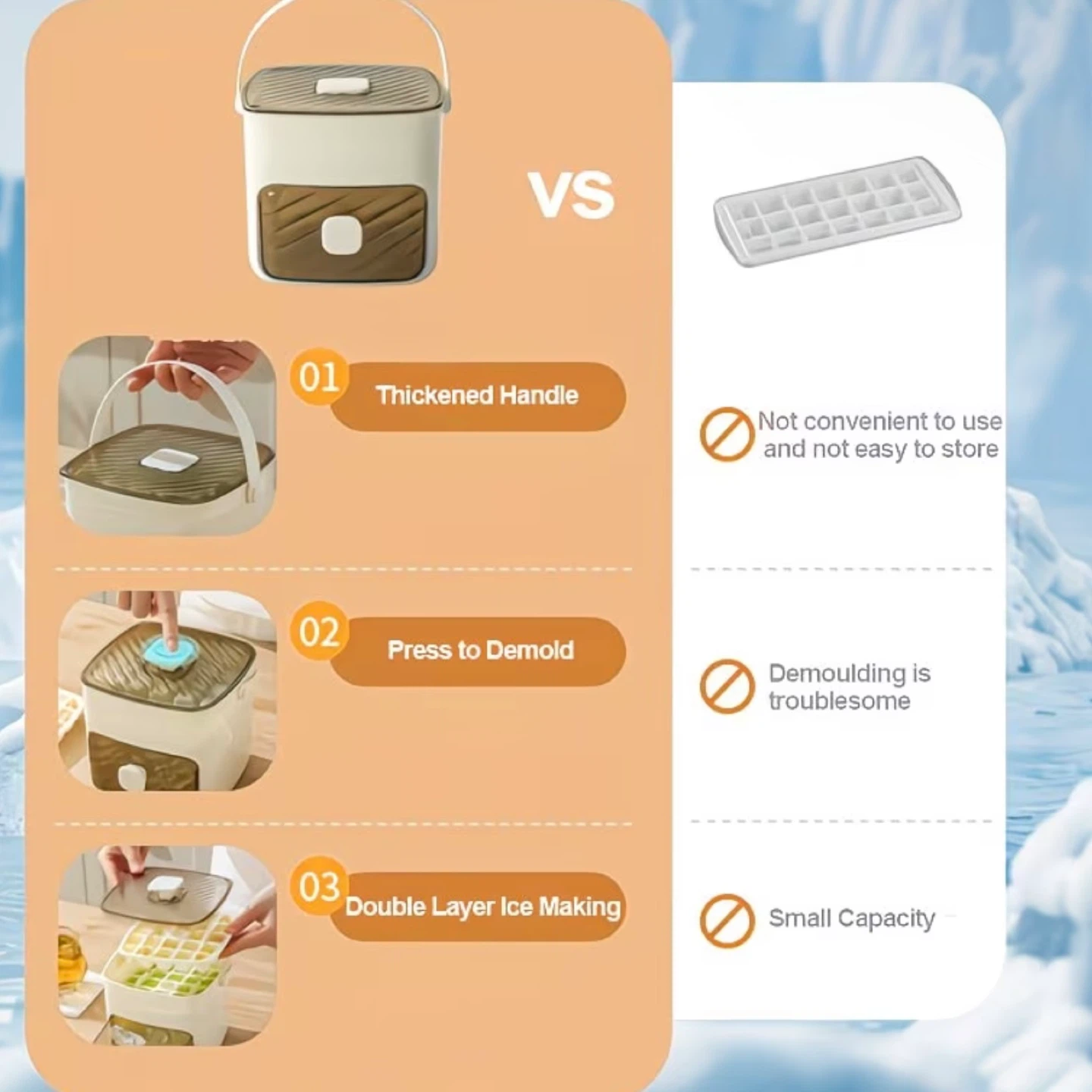 48pcs Cube Ice Tray with East Connectors - Large Capacity - photo 3