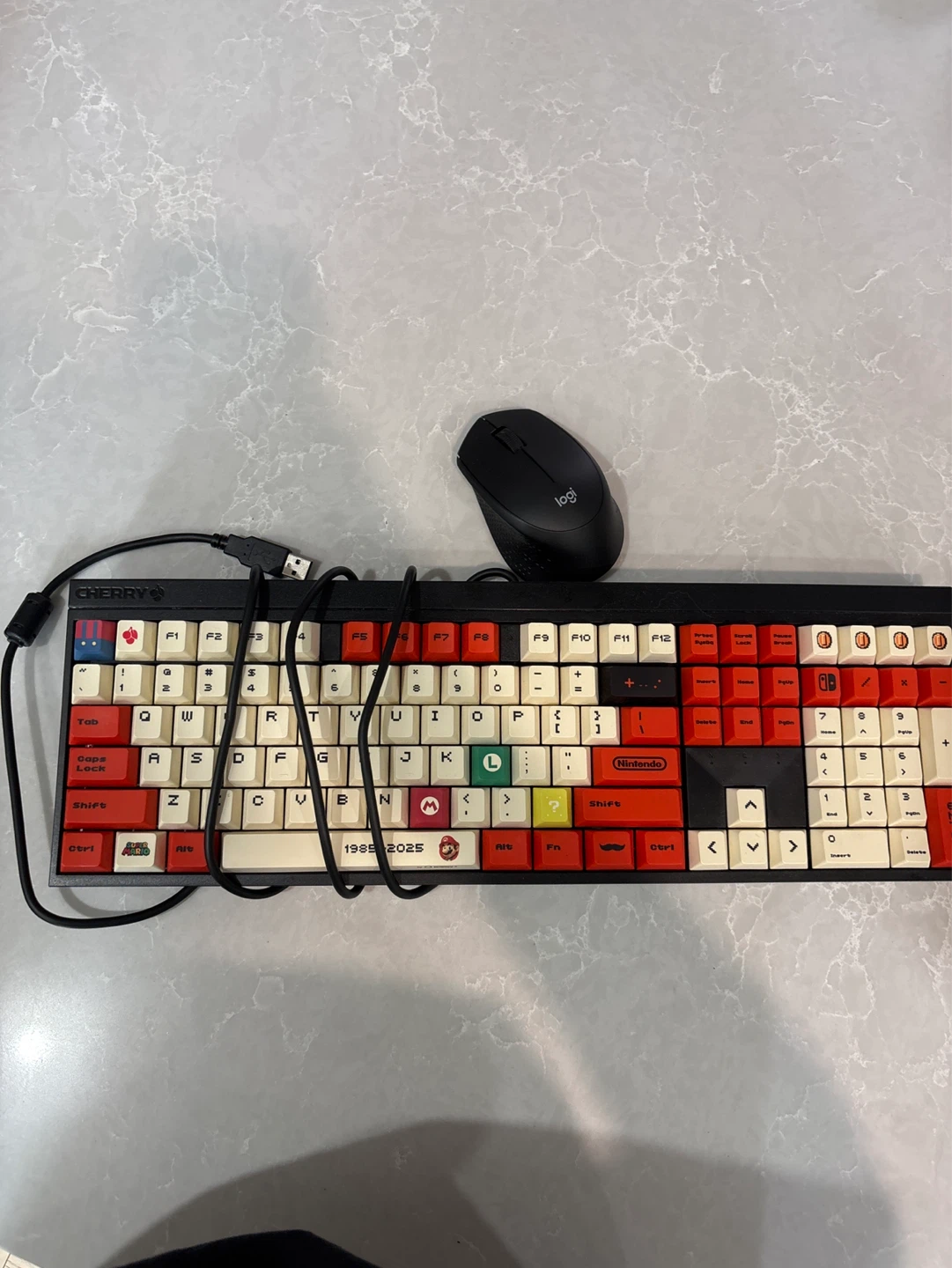 Super Mario Keyboard & Logitech Mouse Combo