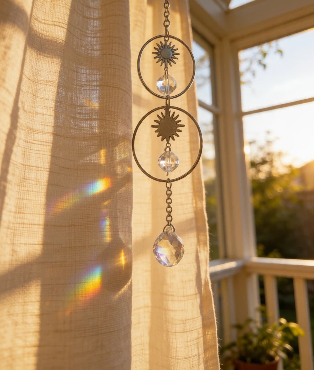 Crystal Sun and star Suncatcher