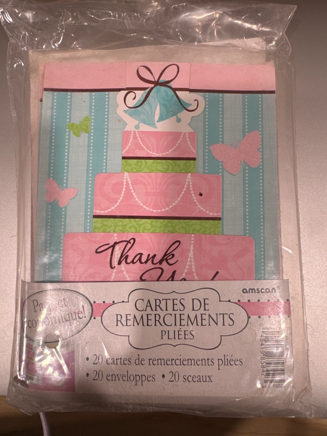 Amscan Folded Thank You Cards with Envelopes and Seals