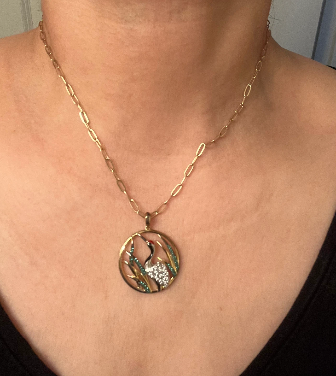 Crane Pendant Necklace