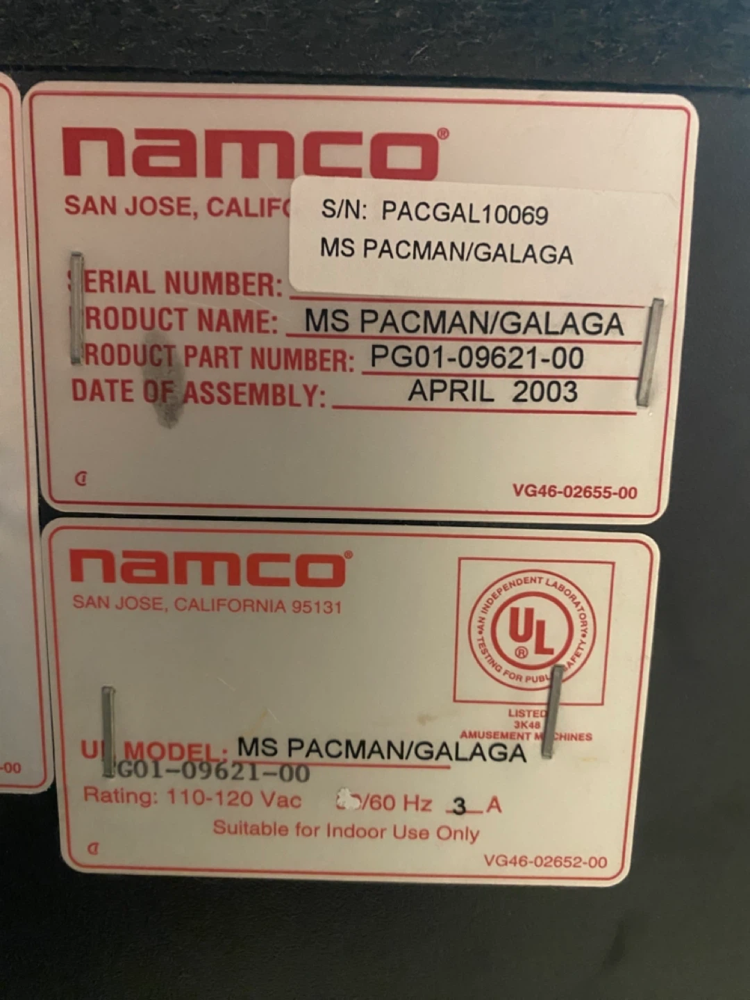 Namco Ms. Pac-Man / Galaga Arcade Game - photo 5