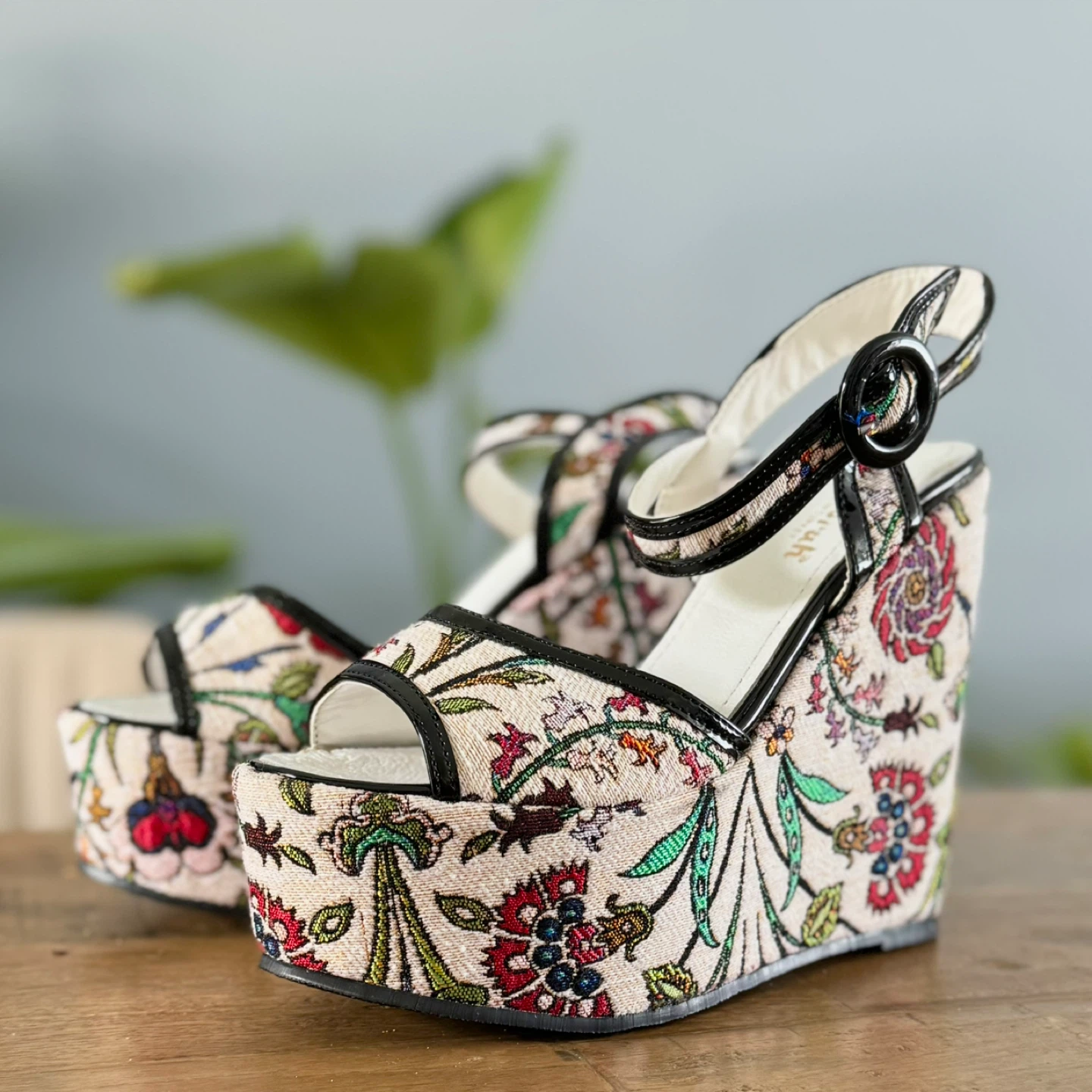 Floral Platform Wedge Sandals - photo 4