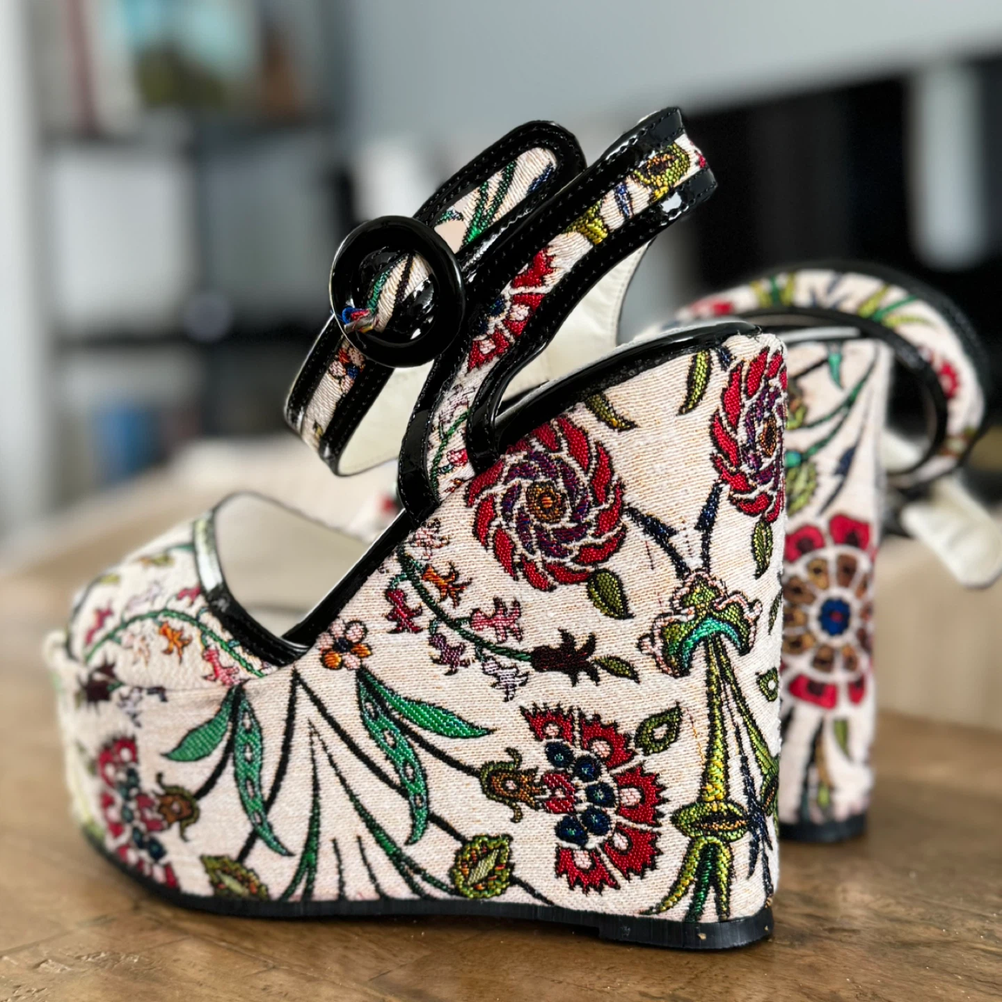 Floral Platform Wedge Sandals - photo 2