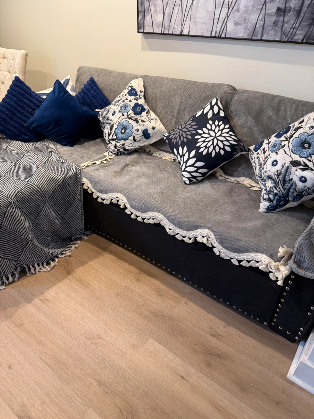 L-Shaped Sofa Bed with Storage & Cup Holders
