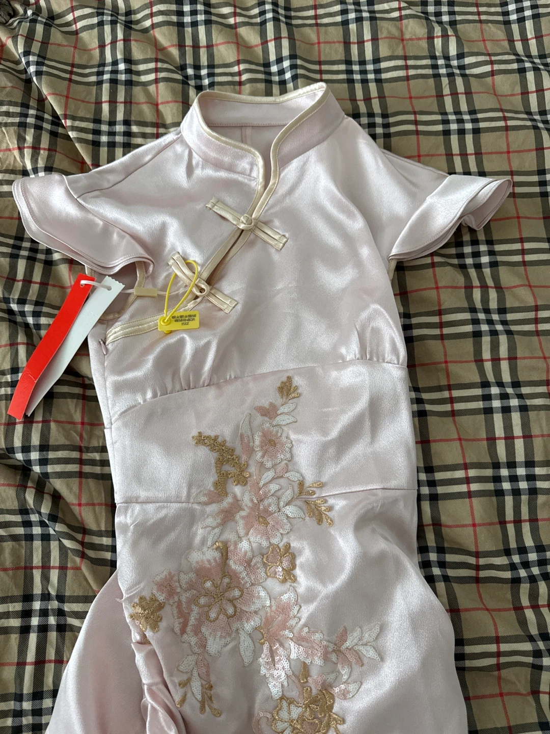 New with Tags Light Pink Satin Cheongsam Dress