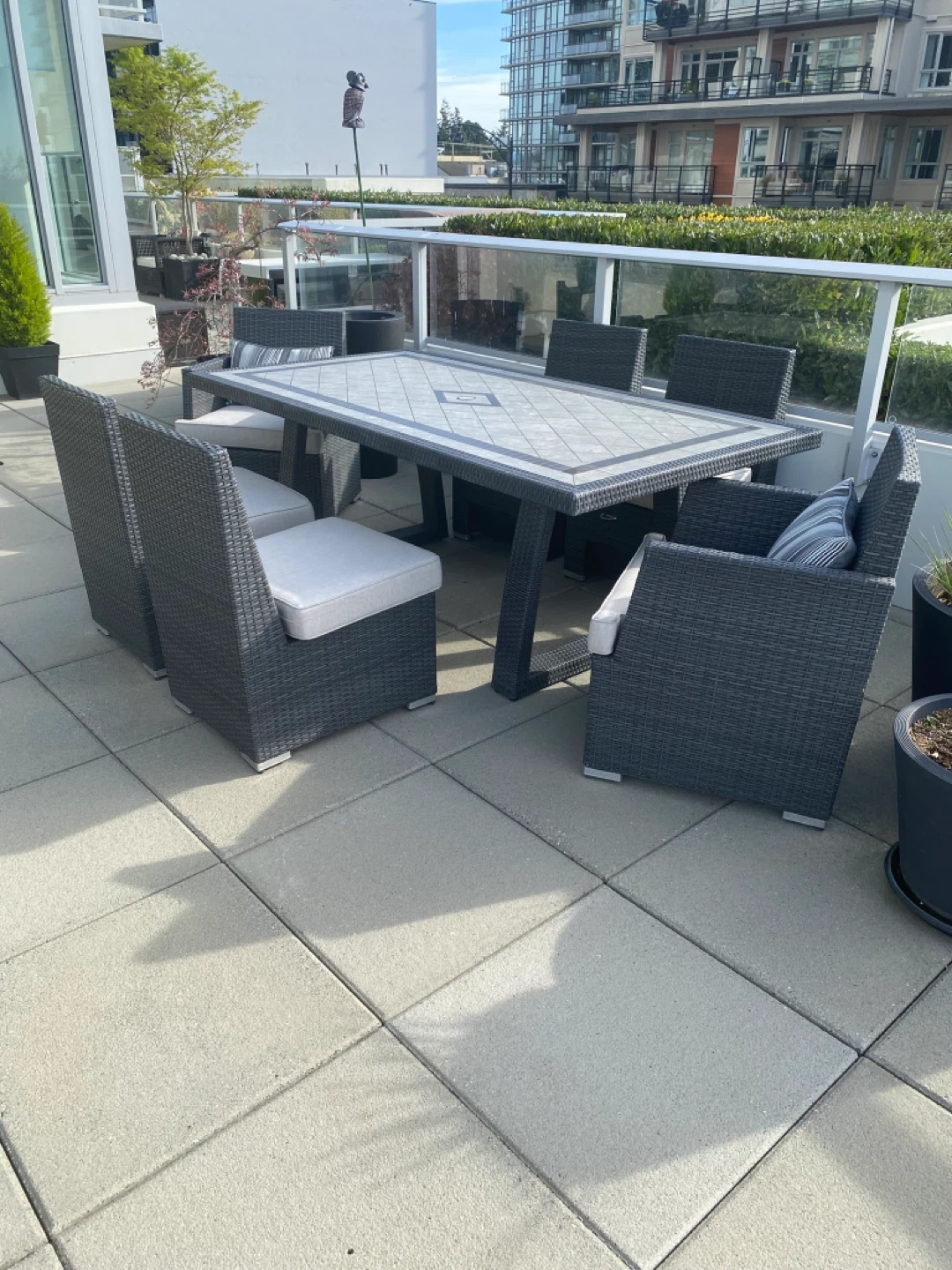 Wicker Patio Dining Set with Cushions