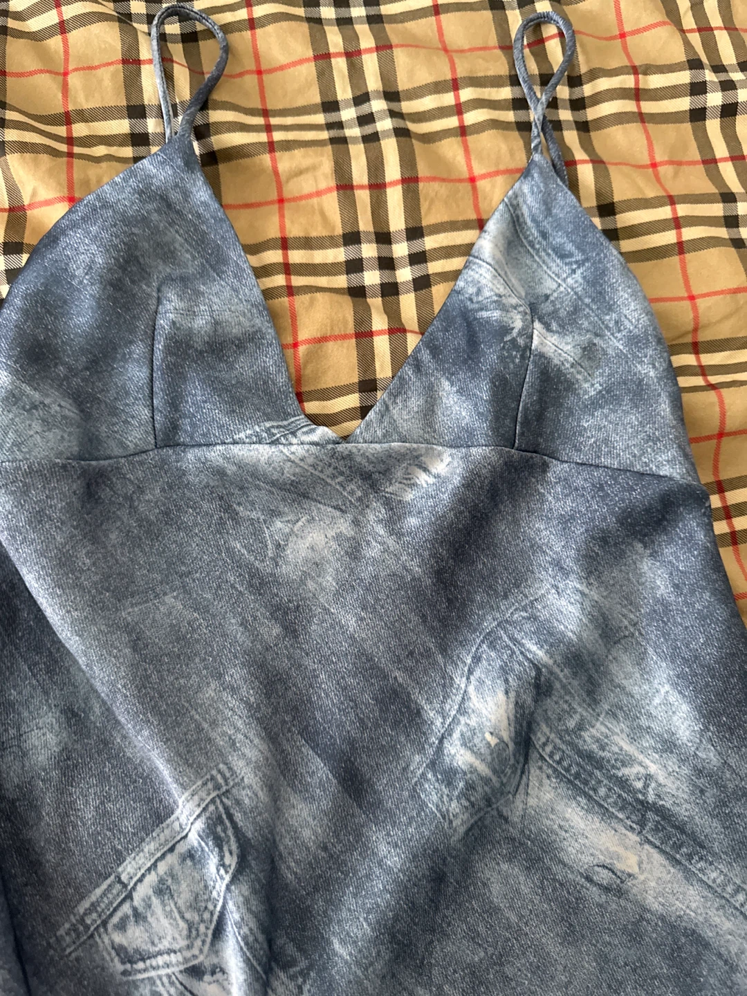 ZARA Blue Denim Print Slip Dress Size XS - photo 2