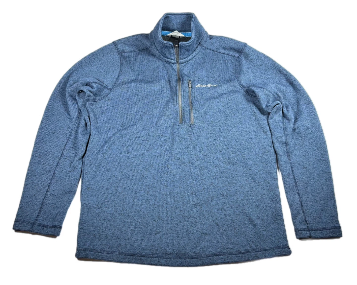 Eddie Bauer Men's Blue 1/4 Zip Fleece Pullover Sweater