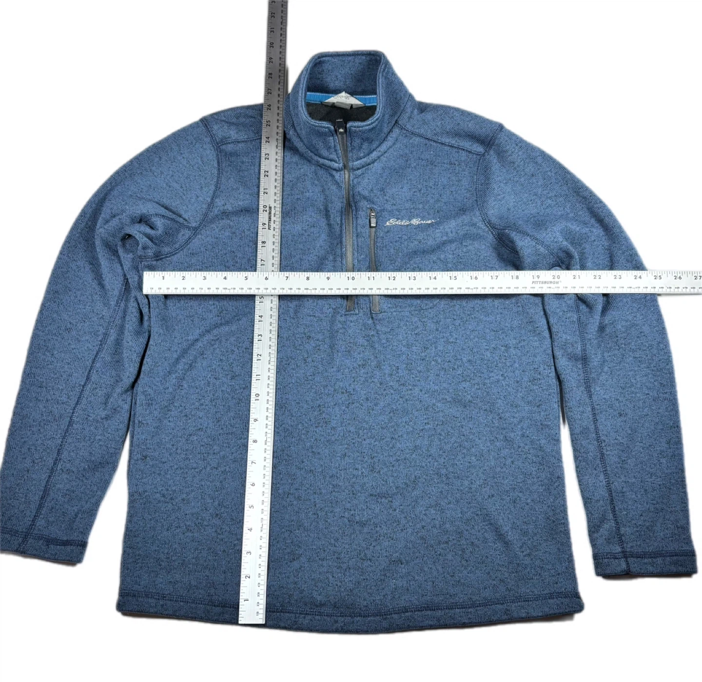Eddie Bauer Men's Blue 1/4 Zip Fleece Pullover Sweater - photo 5