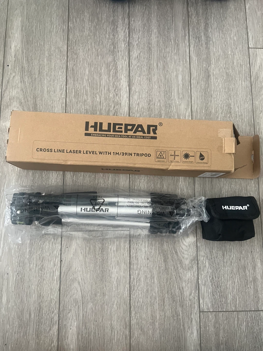 Huepar Green Cross Line Laser Level with 1M/39" Tripod