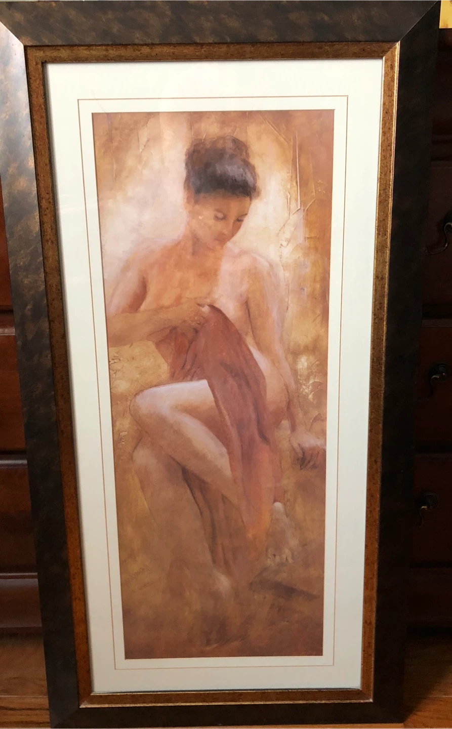 Framed Art Print - "Bathing Woman" - Warm Tones