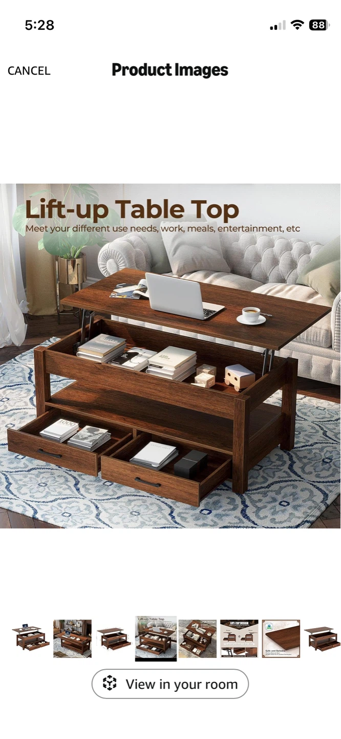 Lift Top Coffee Table with Storage