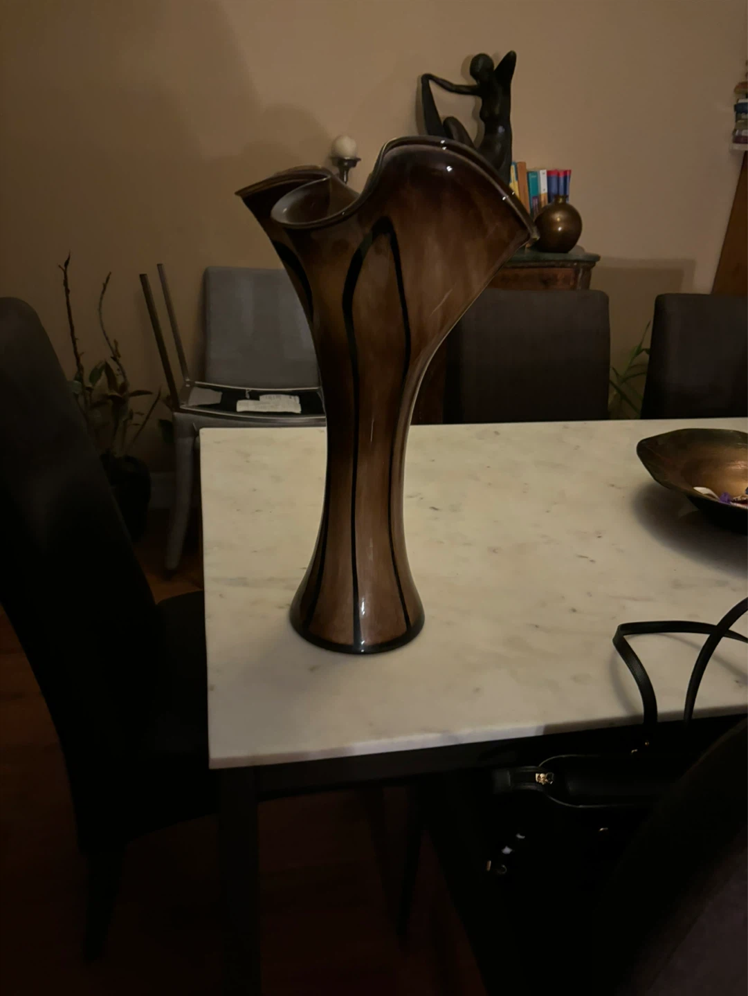 Brown Swirl Glass Vase