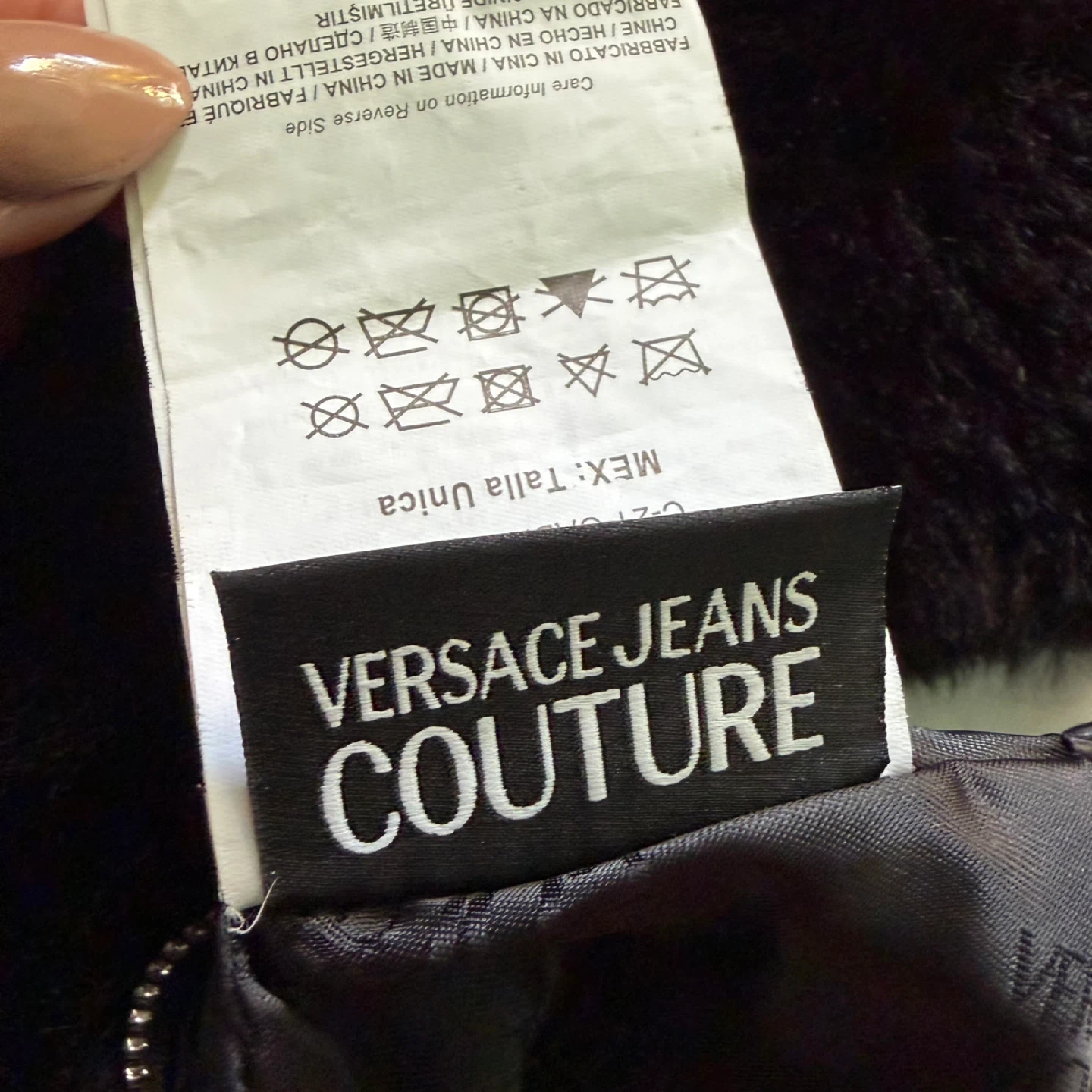 Versace Jeans Couture Black Faux Fur Crescent Shoulder Bag - photo 3