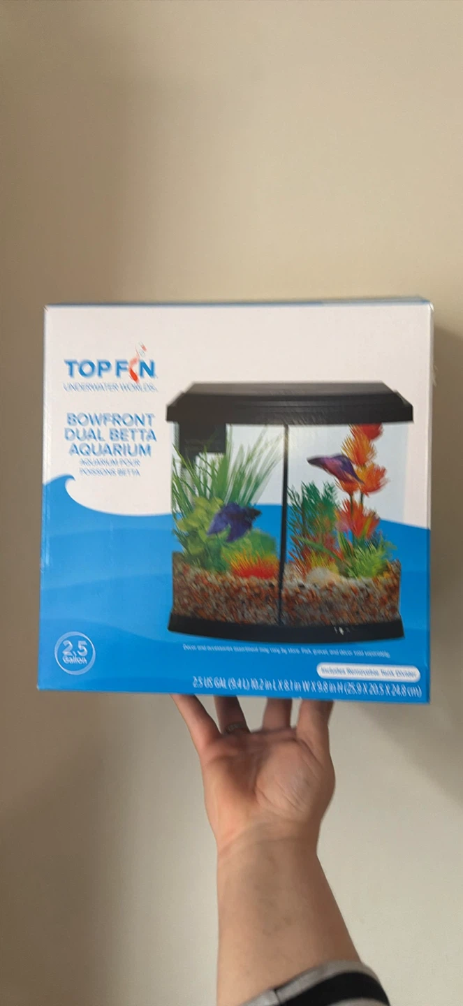 TOP FIN Bowfront Dual Betta Aquarium 2.5 Gallons