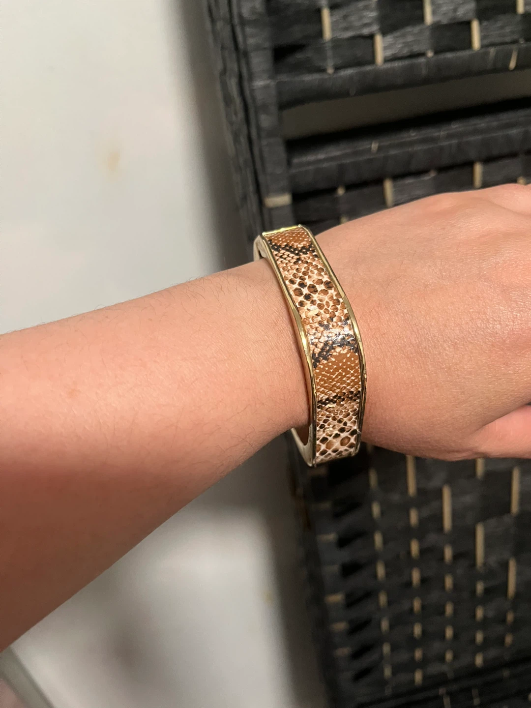 Gold Snake Print Bangle Bracelet