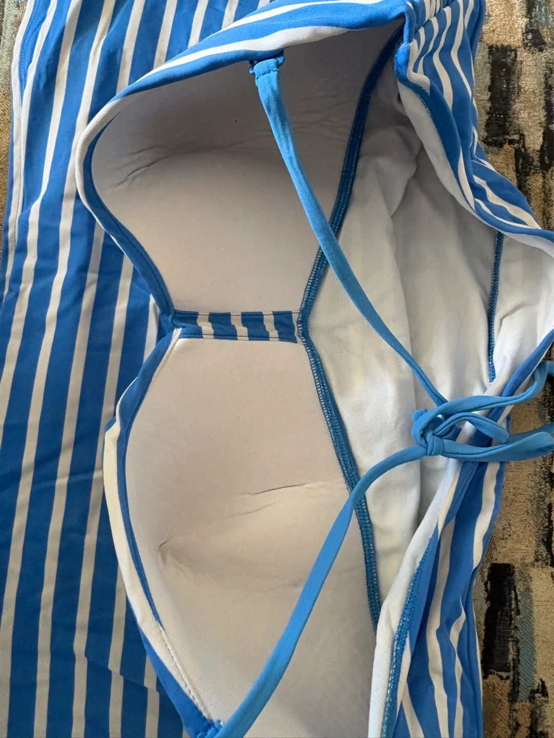 Blue and White Striped Tankini Top - photo 2