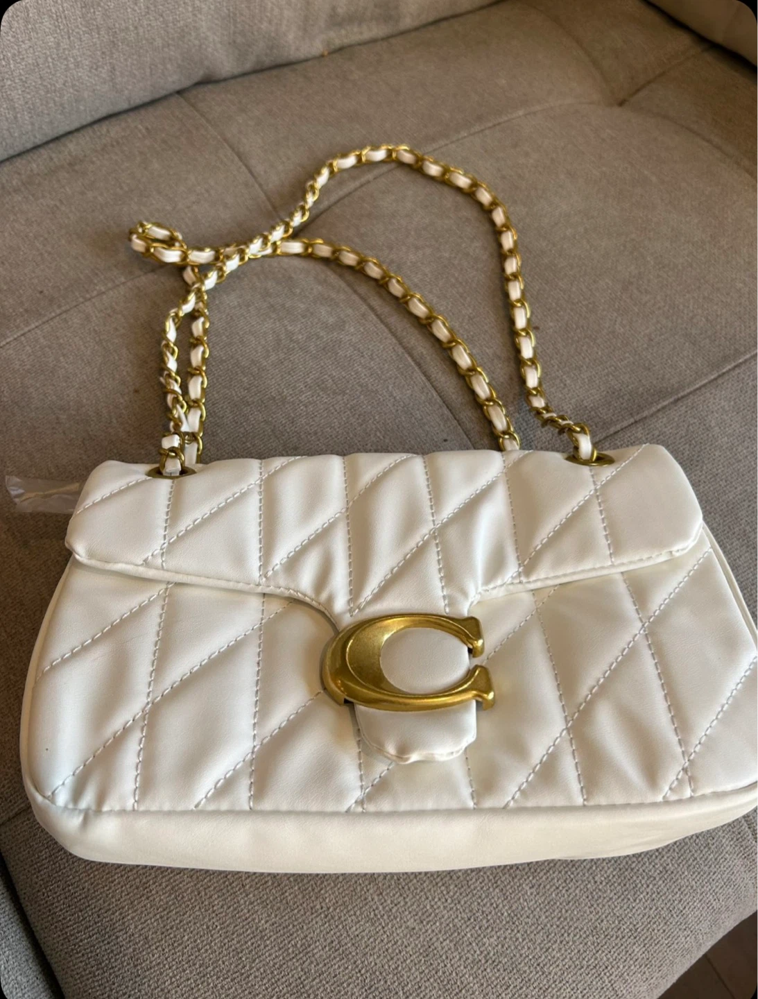 Sac bandoulière matelassé Coach blanc
