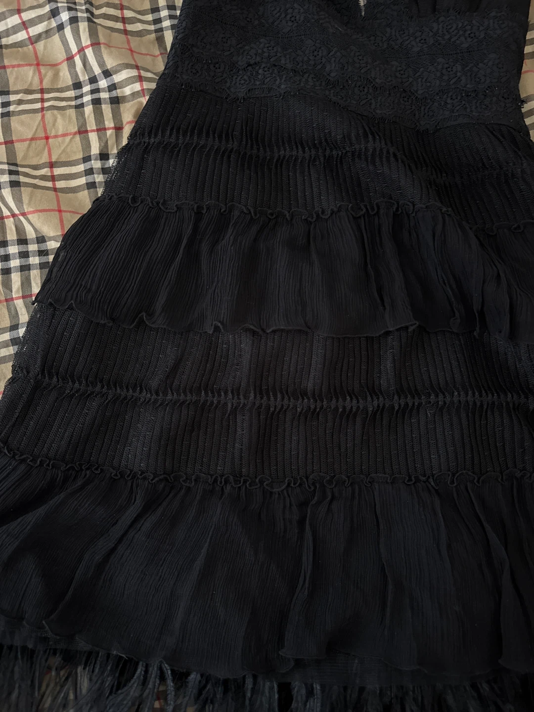 BCBG Black Halter Neck Tiered Feather Trim Dress - photo 3