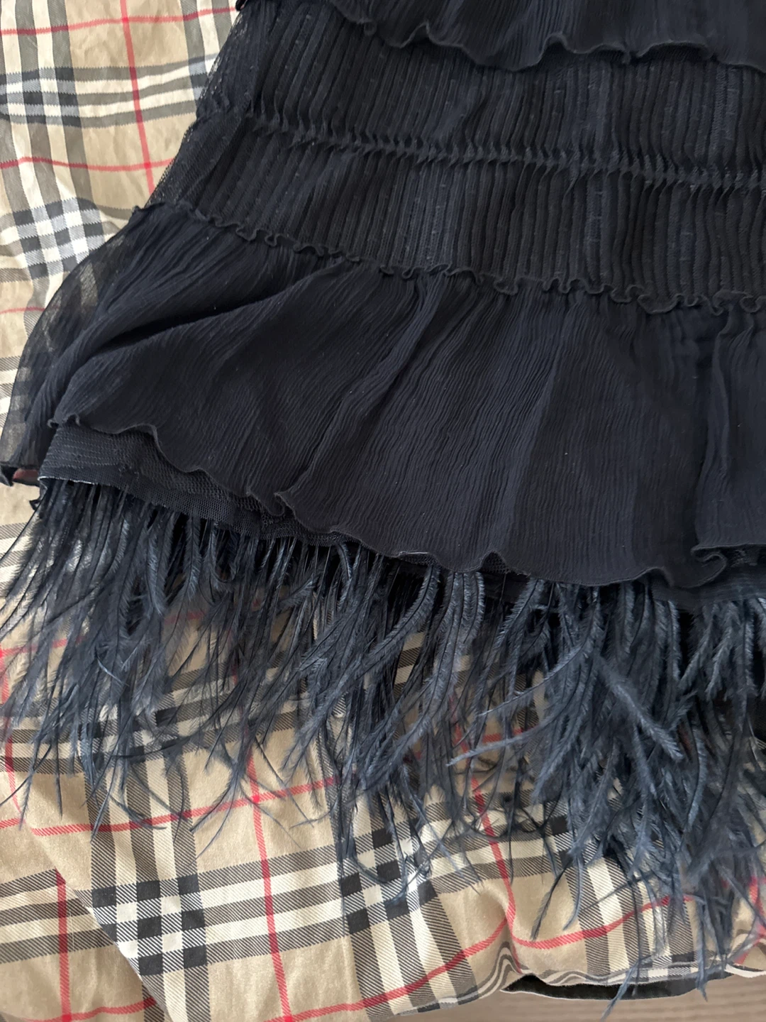 BCBG Black Halter Neck Tiered Feather Trim Dress - photo 4