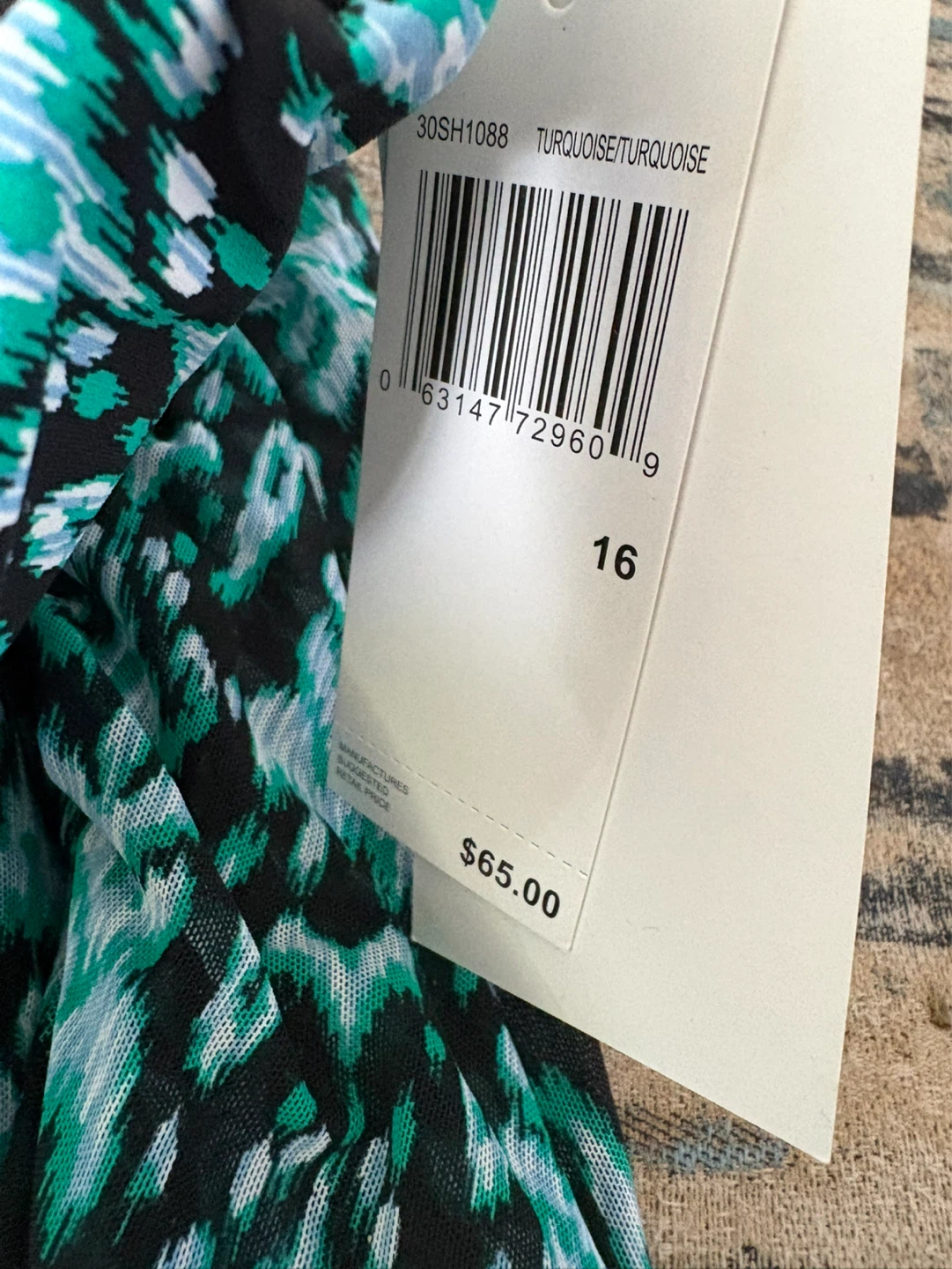 Christina Turquoise Tankini Swim Top Size 16 - photo 4