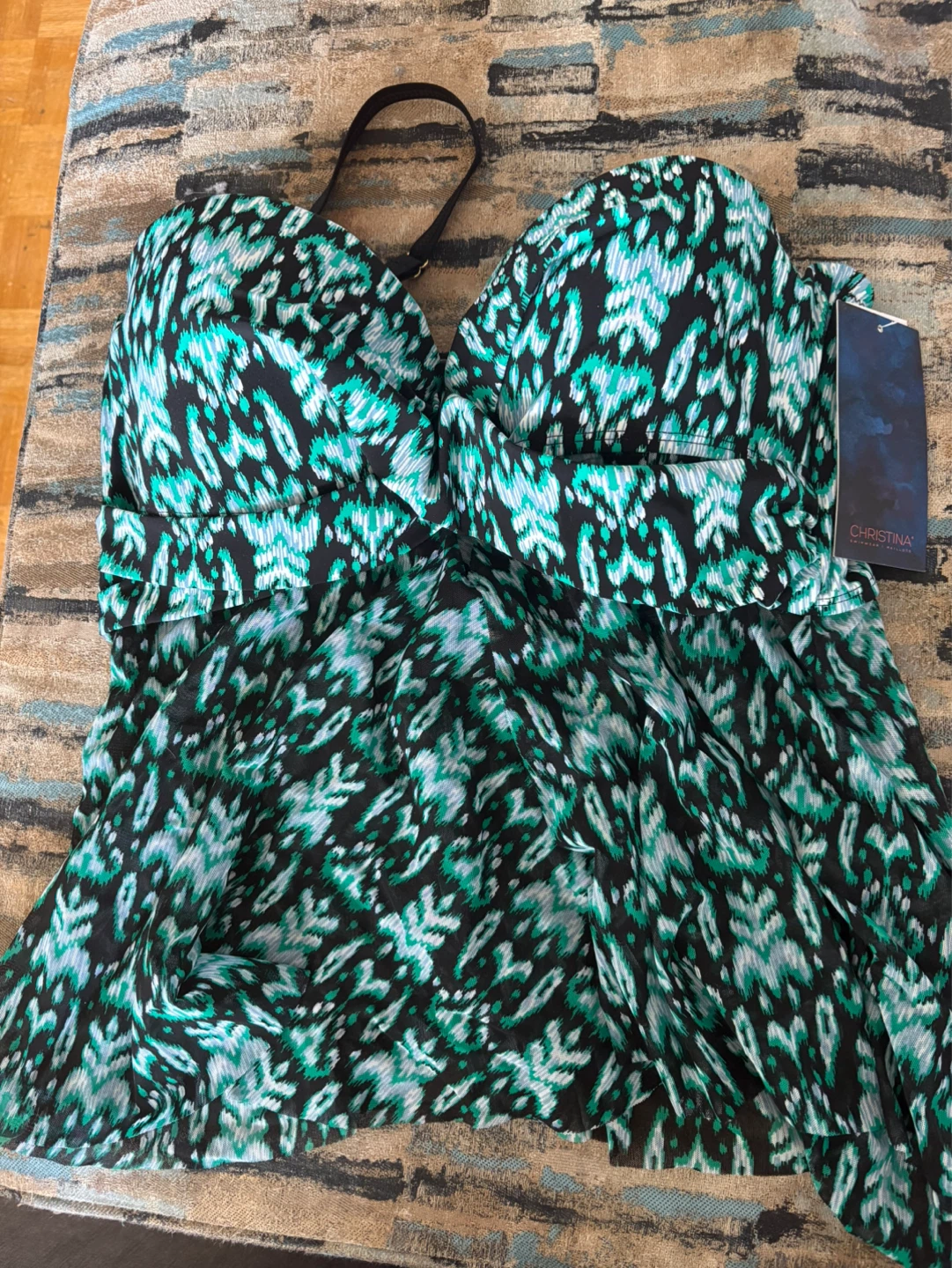 Christina Turquoise Tankini Swim Top Size 16 - photo 2