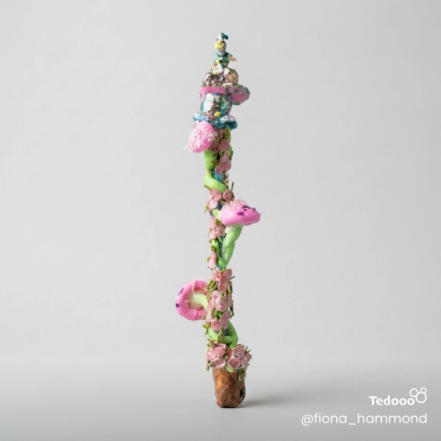 Handmade Fantasy Wand with Mushrooms and Flowers - photo 2