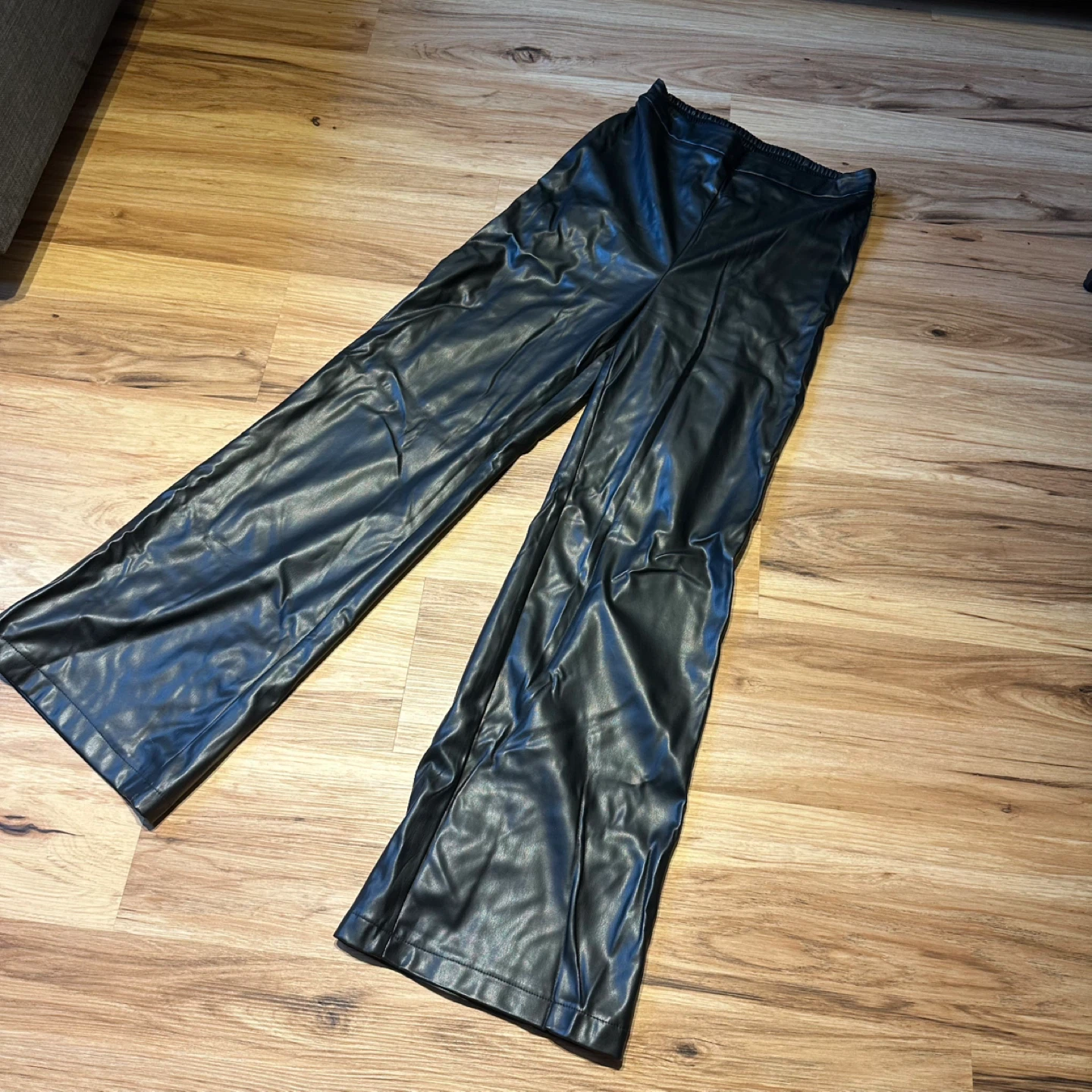 Stump & Co Black Faux Leather Wide Leg Pants Size S