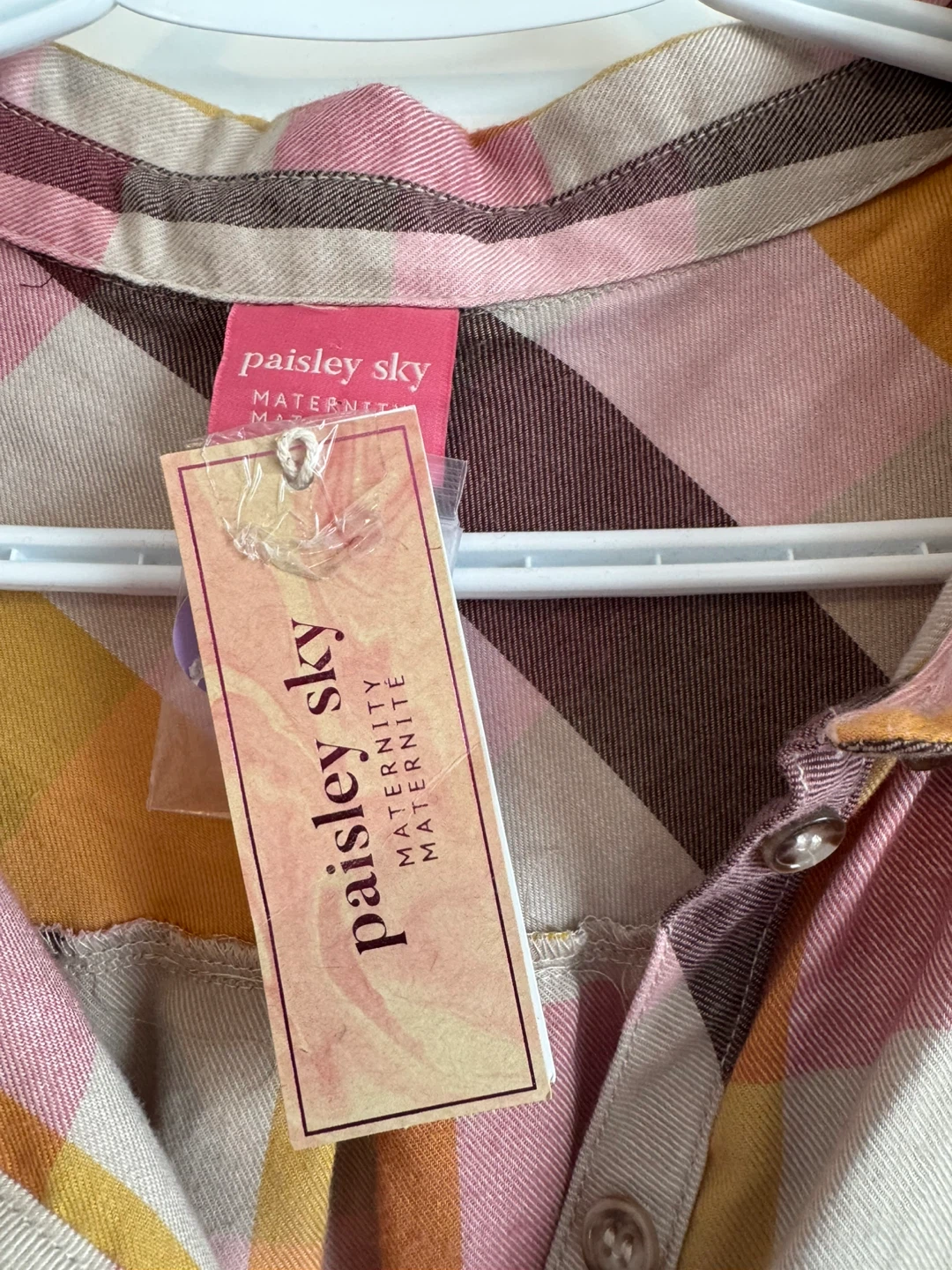 Paisley Sky Maternity Button-Up Shirt Medium - photo 2