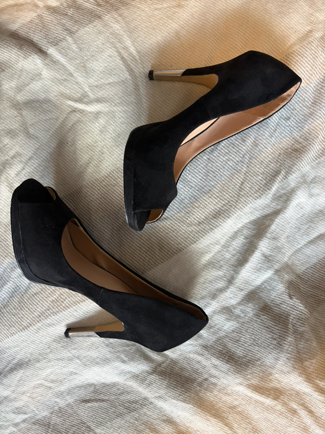 Black Peep-Toe Heels