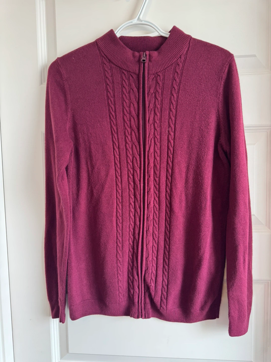 Penmans Burgundy Cable Knit Zip-Up Cardigan M/M