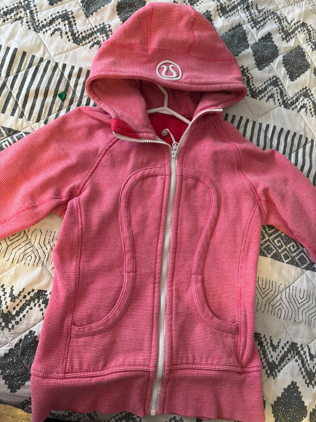 Lululemon Pink Striped Zip-Up Hoodie