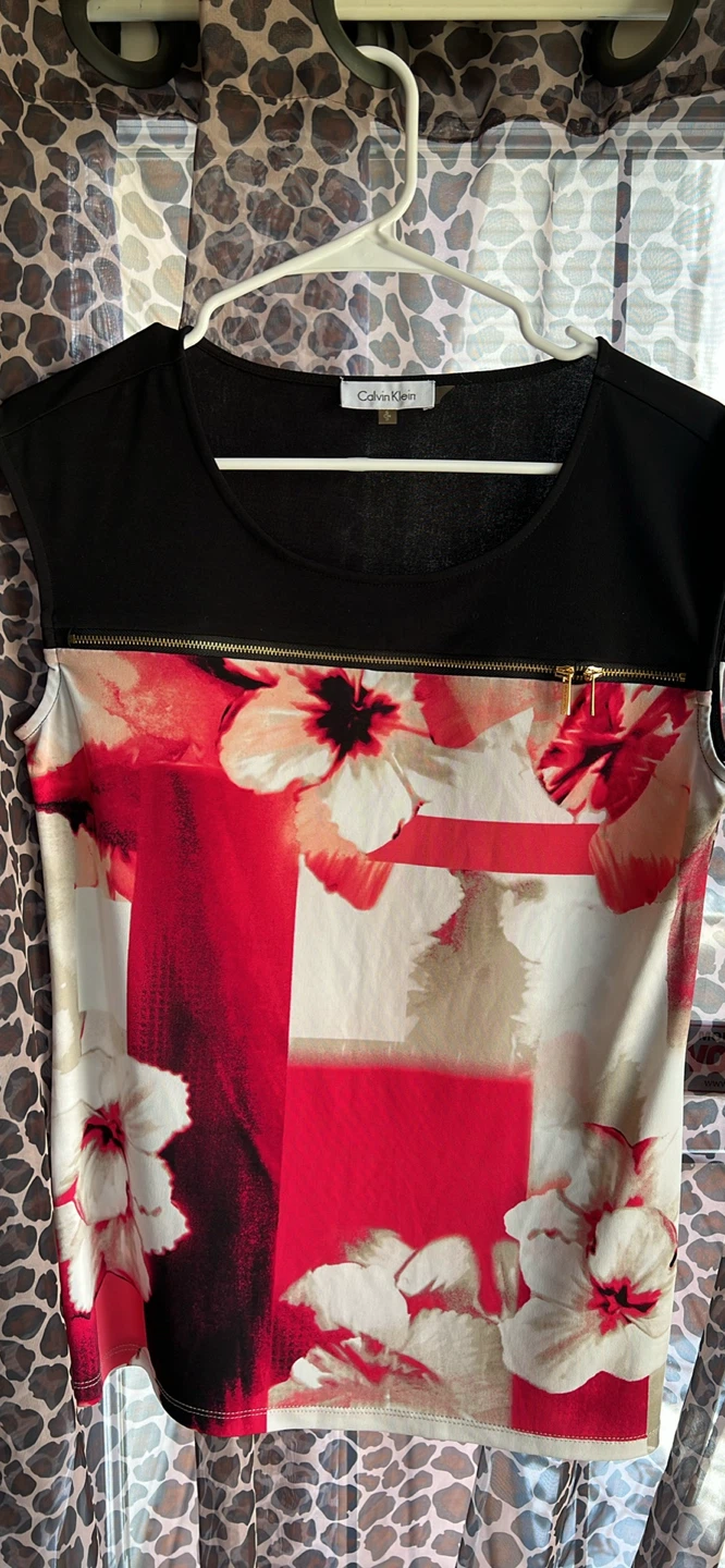 Calvin Klein Women's Floral Print Cap Sleeve Top