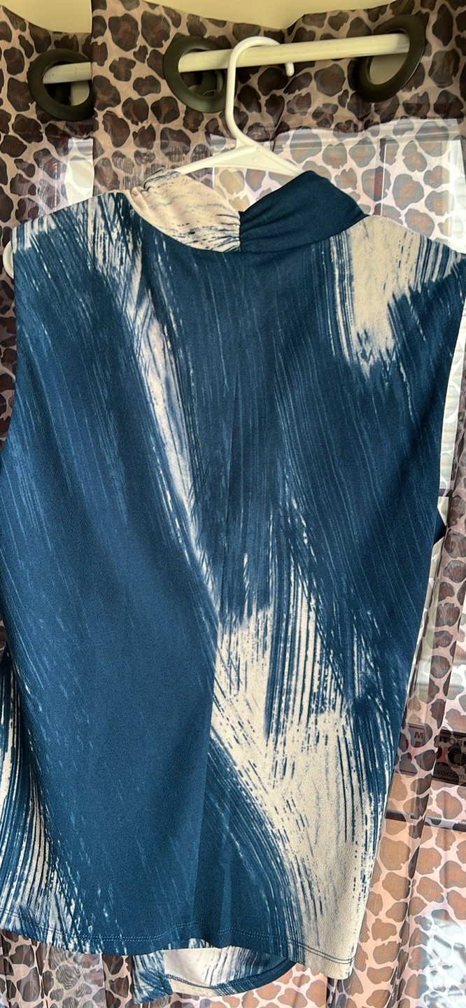 Donna Karan  Sleeveless Wrap Top - Blue/White Print - photo 2