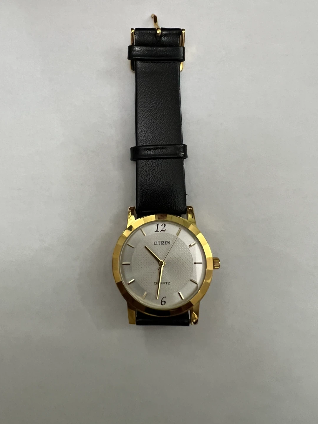 Citizen Quartz Gold Tone Watch with Black Leather Band - photo 3