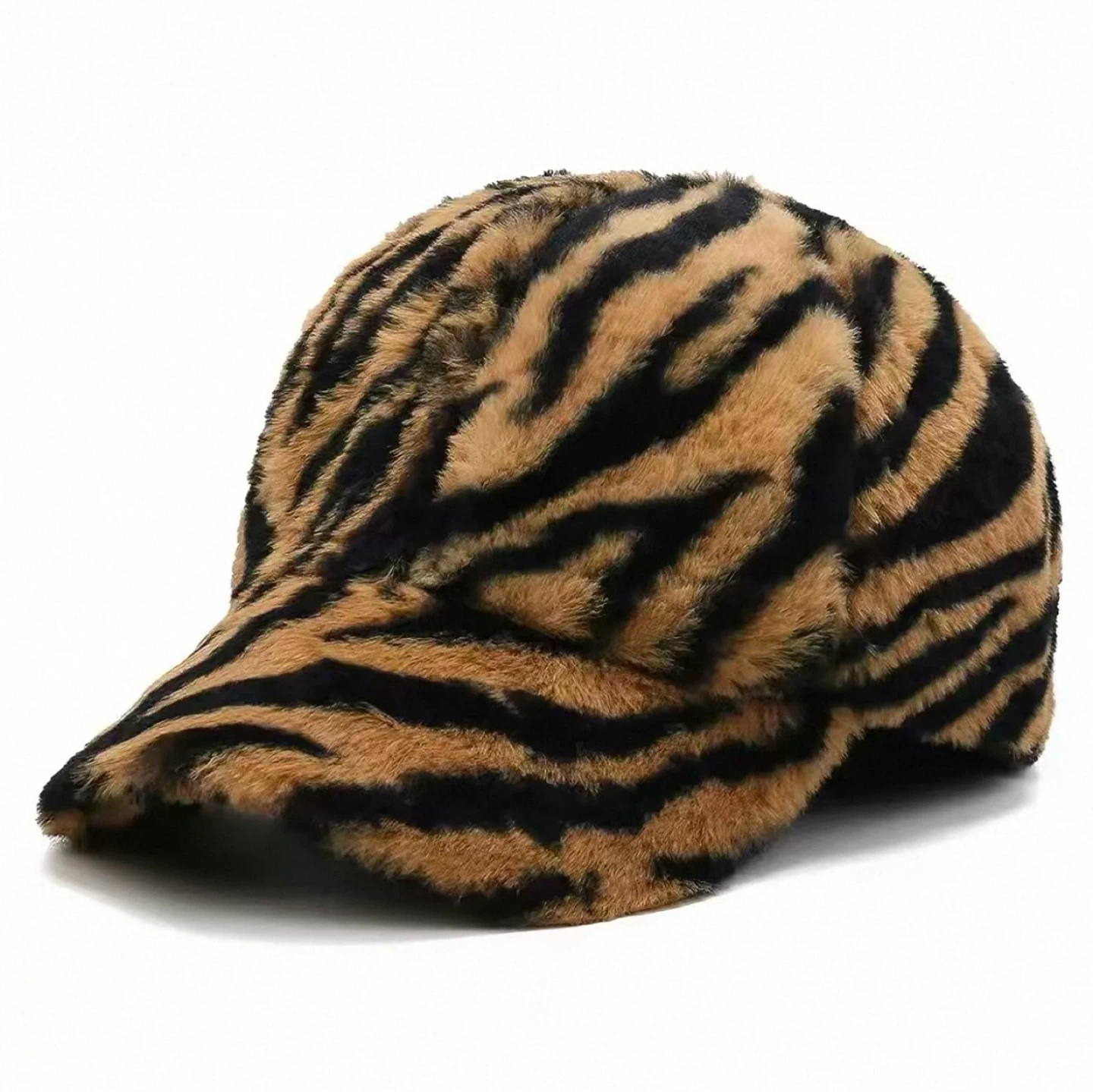 Faux Fur Baseball Cap - Tiger Print - photo 4