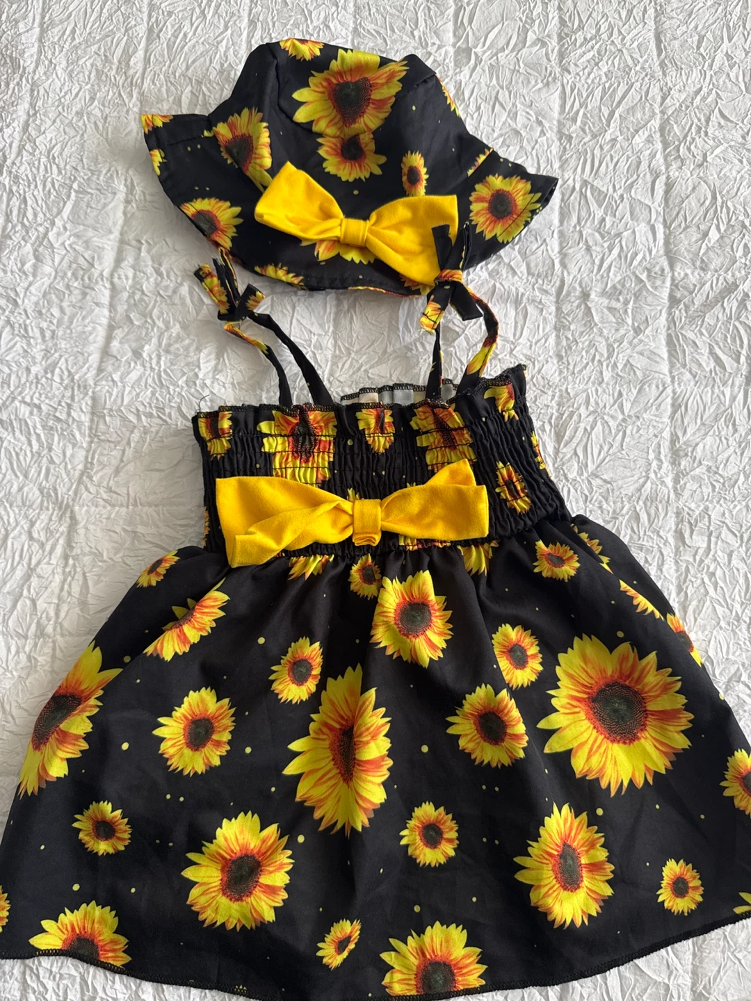 Kids Sunflower Dress and Hat Set
