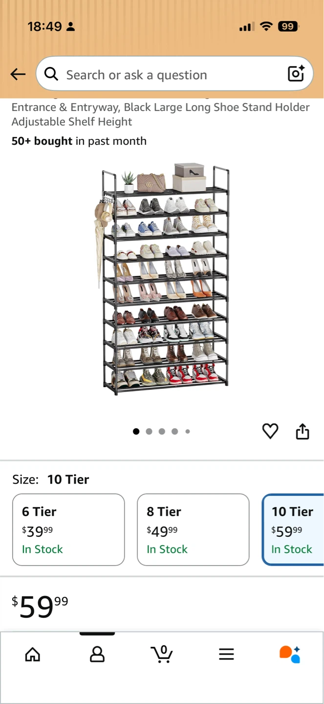 Black 10-Tier Shoe Stand Holder