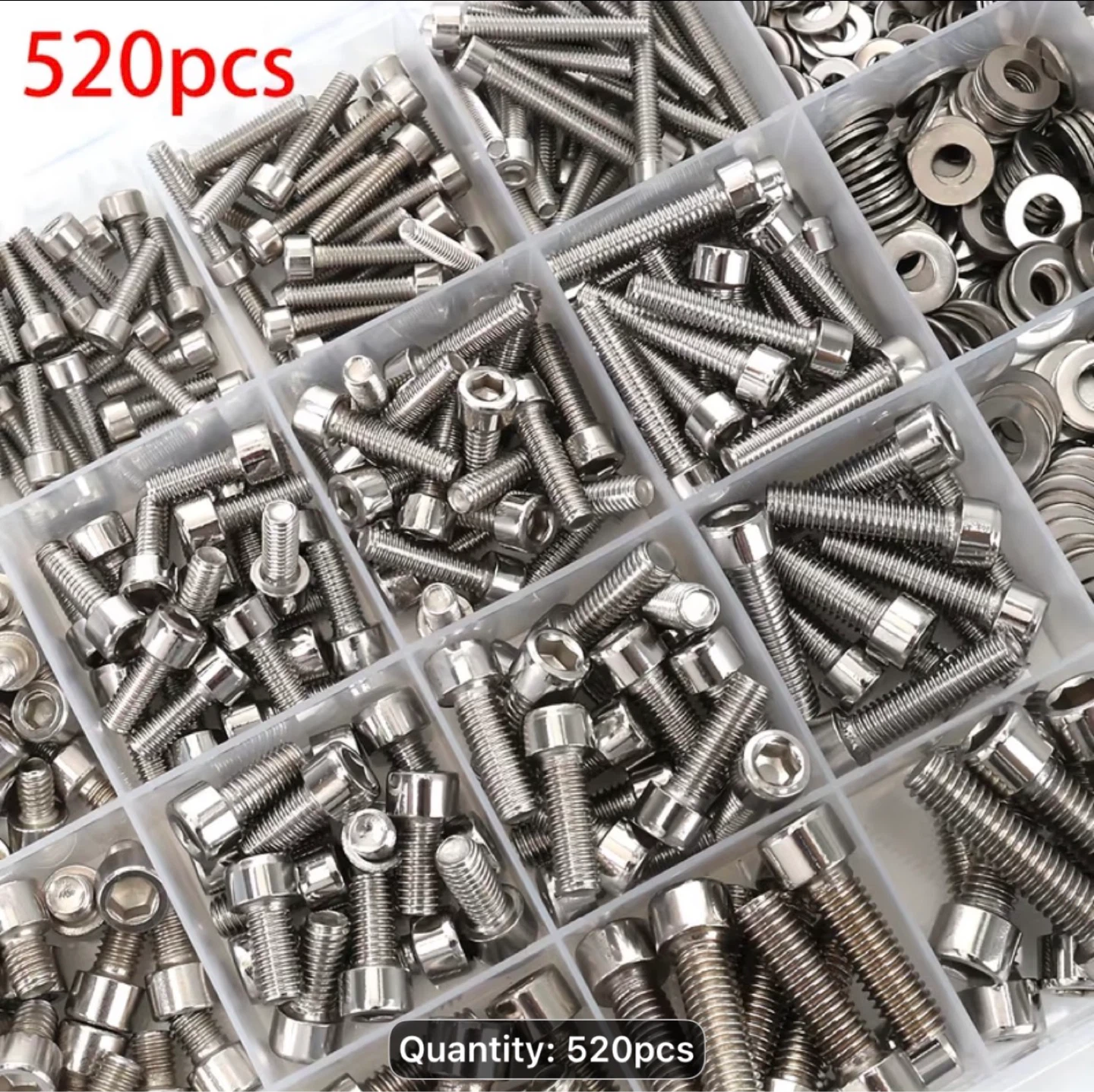 520pcs Stainless Steel Cup Head Hex Nut And Bolt Combination Set