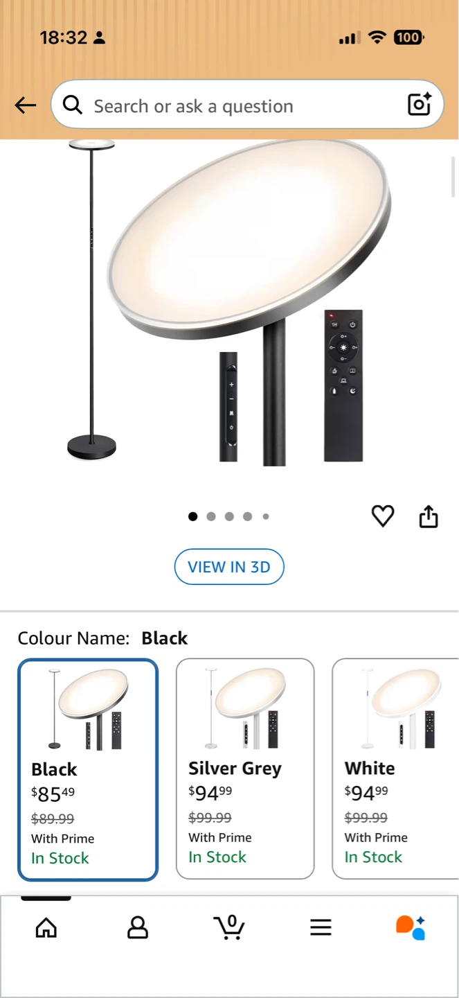 Black Floor Lamp with Remote