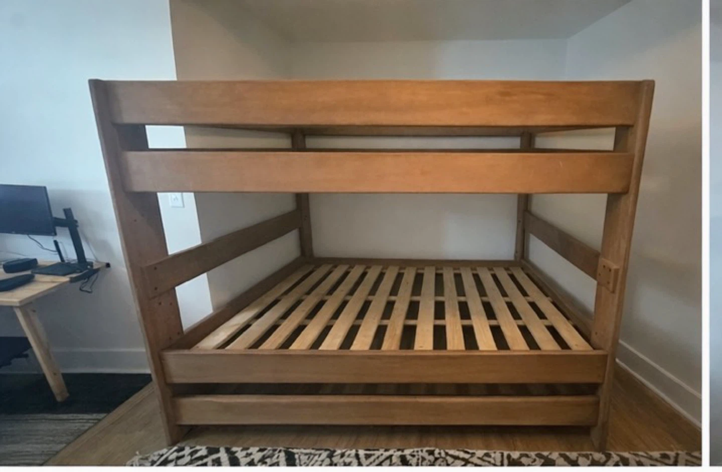 Solid Wood Queen Over Queen Bunk Bed – Sturdy Adult Size - photo 2