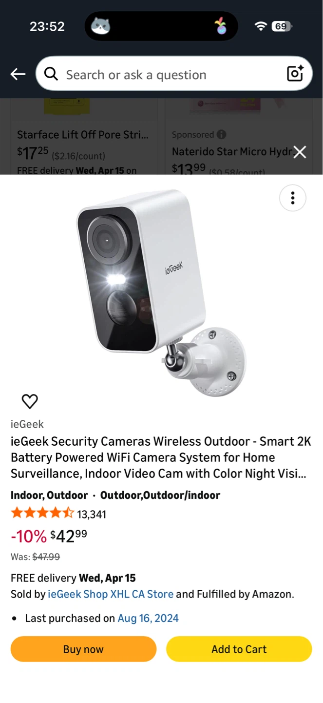 ieGeek Security Cameras Wireless Outdoor Smart 2K WiFi