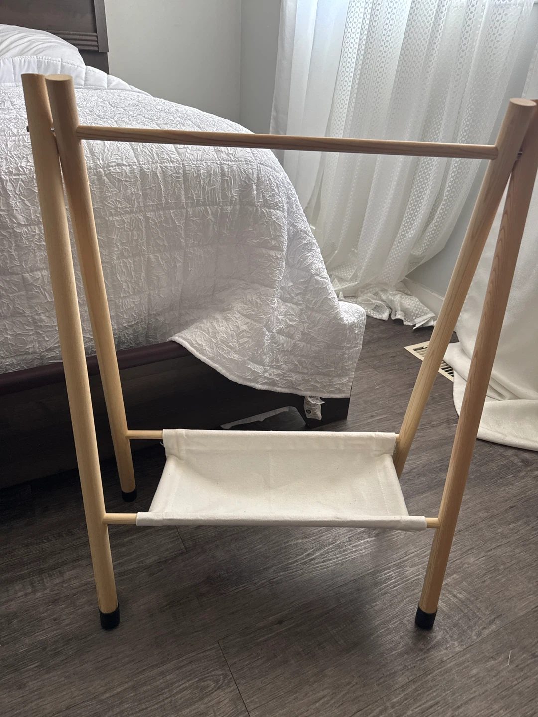 Wooden Towel Rack with Canvas Shelf