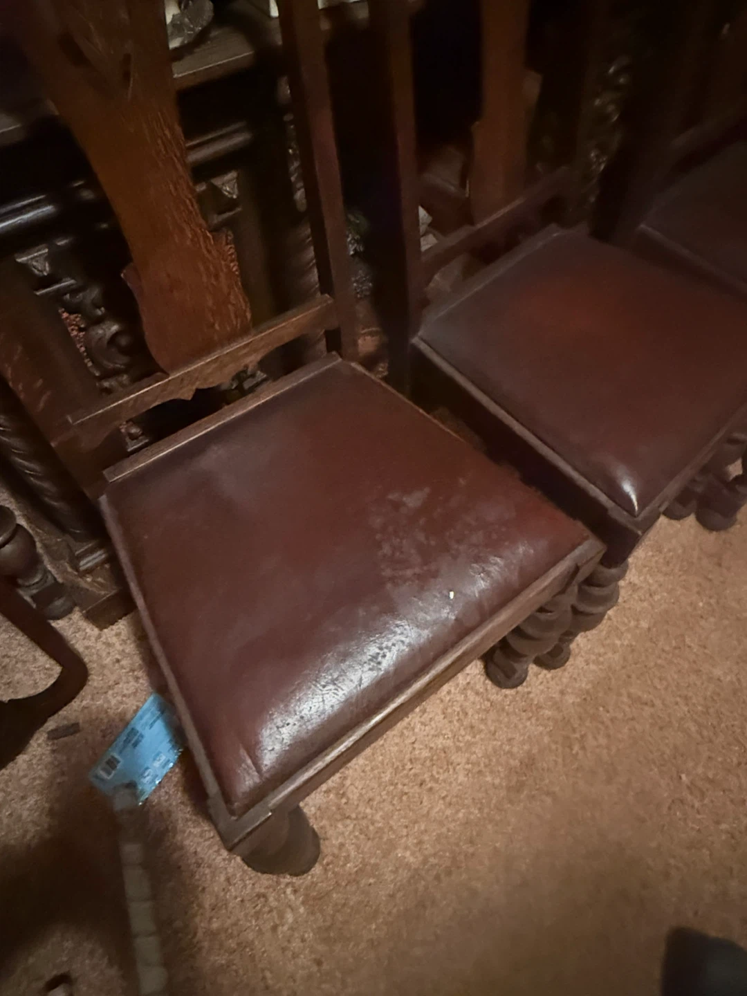 Antique Wood Dining Table and Chairs Set - photo 2