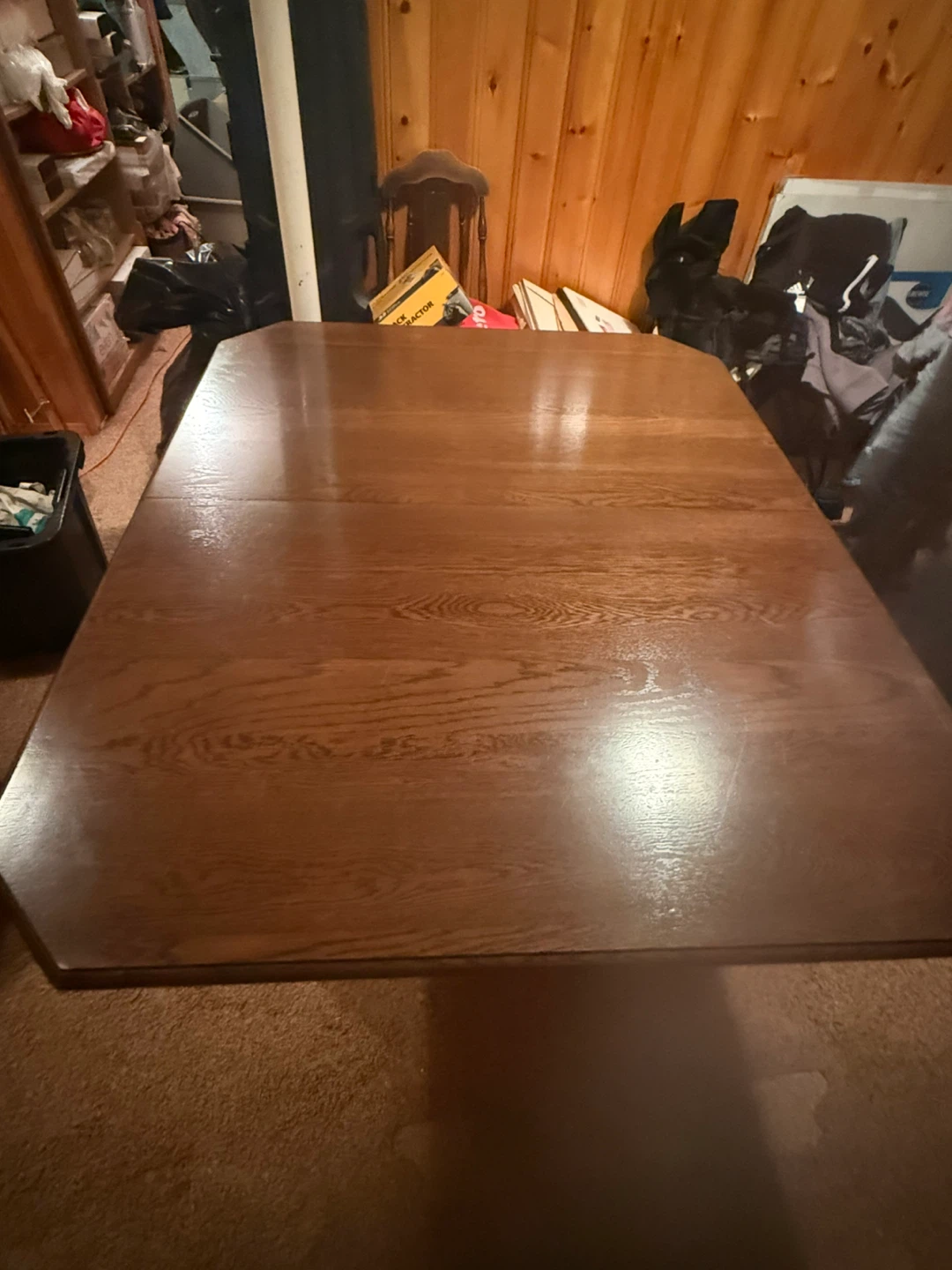 Antique Wood Dining Table and Chairs Set