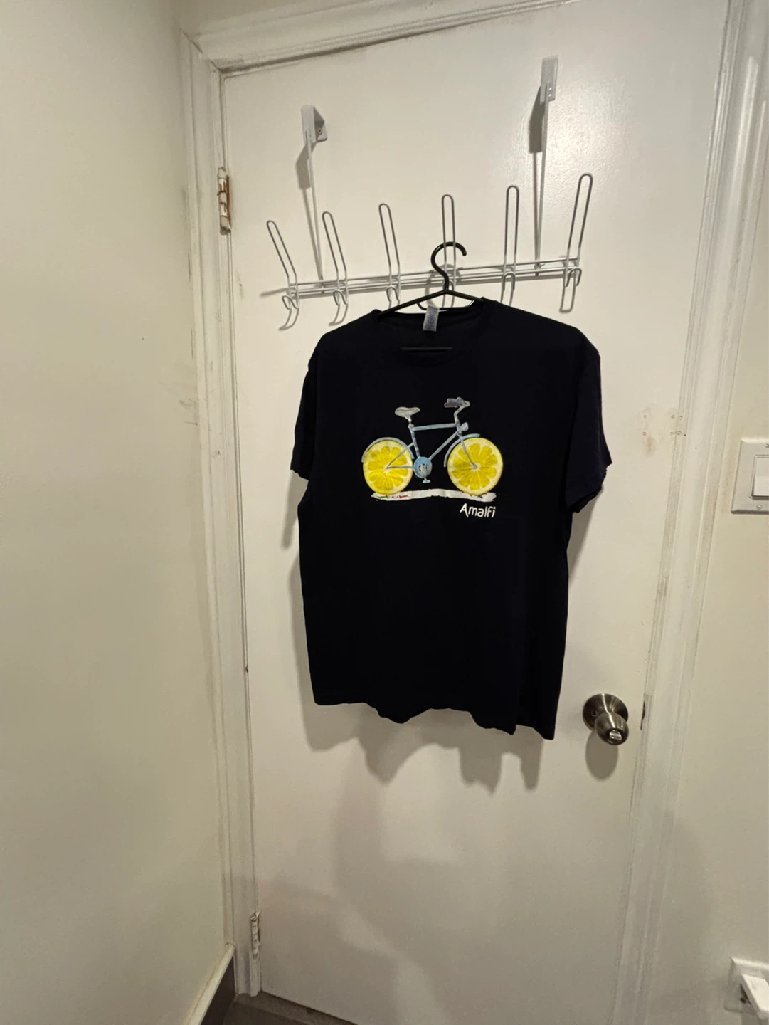 Amalfi Black T-Shirt with Bicycle & Lemon Graphic