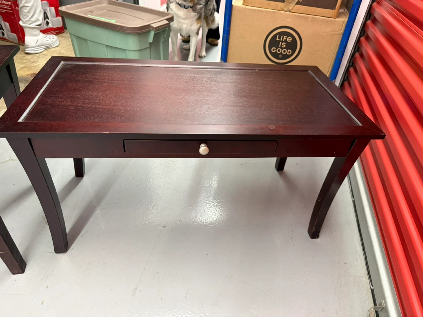 Dark Wood  coffe Table with Drawer and 2 side table
