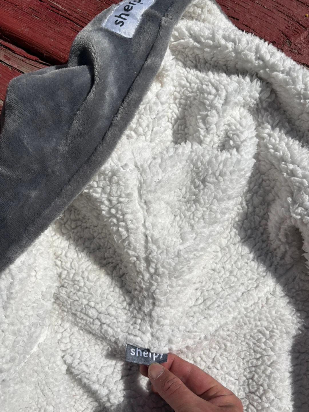 Sherpy Grey Plush Hooded Wearable Blanket - photo 3